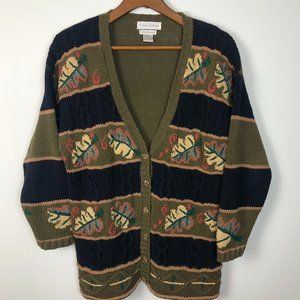 Casual Corner VTG 80s - 90s Novelty Leaf Oversized Cardigan